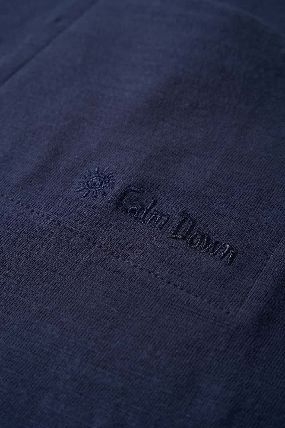 Embroidered Slub Pocket T-Shirt - Navy Blue