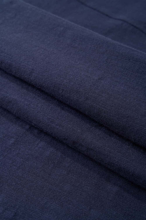 Embroidered Slub Pocket T-Shirt - Navy Blue