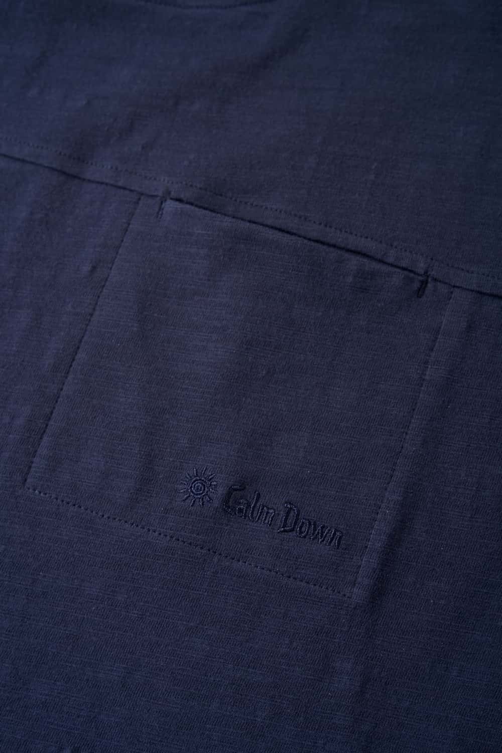 Embroidered Slub Pocket T-Shirt - Navy Blue