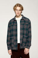 Textured Plaid Overshirt Jacket - Green