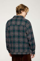 Textured Plaid Overshirt Jacket - Green