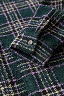 Textured Plaid Overshirt Jacket - Green
