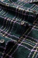 Textured Plaid Overshirt Jacket - Green