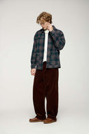 Textured Plaid Overshirt Jacket - Green