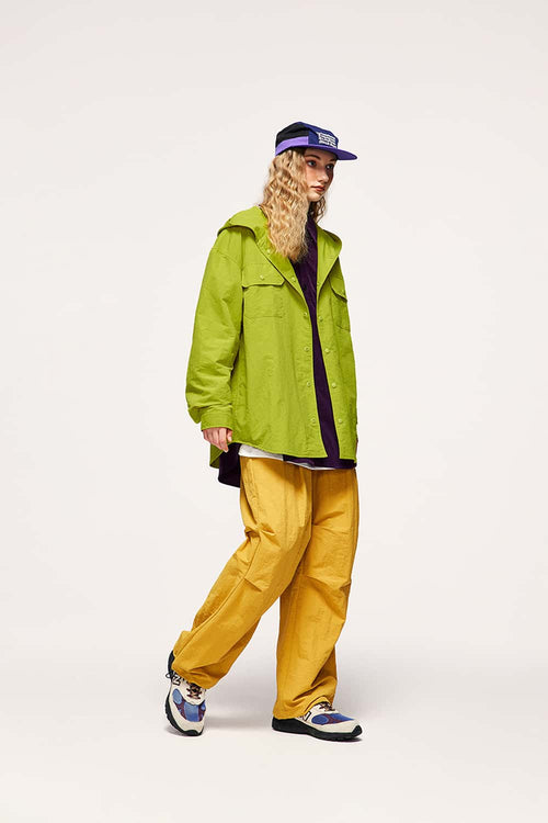 Water-Repellent Hooded Shirt Jacket - Green