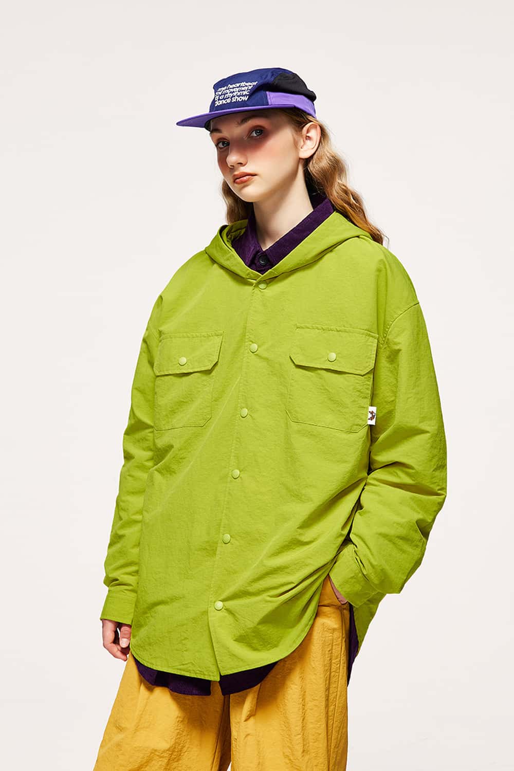 Water-Repellent Hooded Shirt Jacket - Green