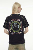 Running Graphic Contrast-Seam T-Shirt - Black