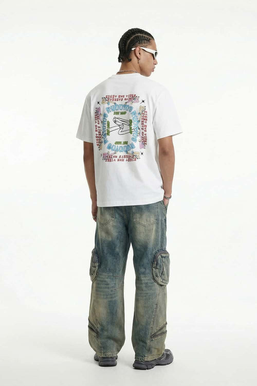 Running Graphic Contrast-Seam T-Shirt - White