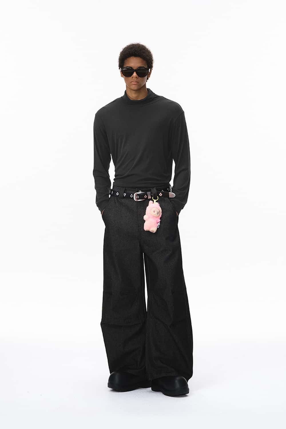 Wool-Blend Slim Turtleneck Top - Black
