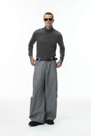 Wool-Blend Slim Turtleneck Top - Dark Gray