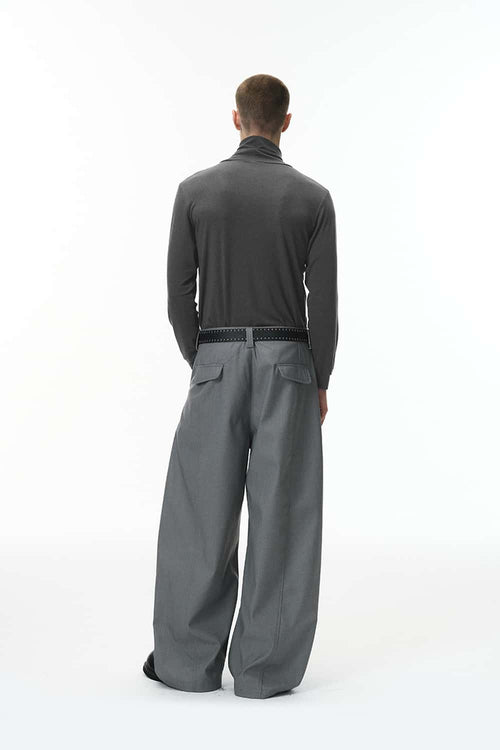 Wool-Blend Slim Turtleneck Top - Dark Gray