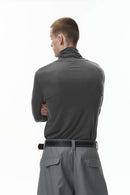 Wool-Blend Slim Turtleneck Top - Dark Gray