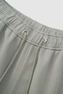 Wide-Leg Drawstring Sweat Shorts - Gray
