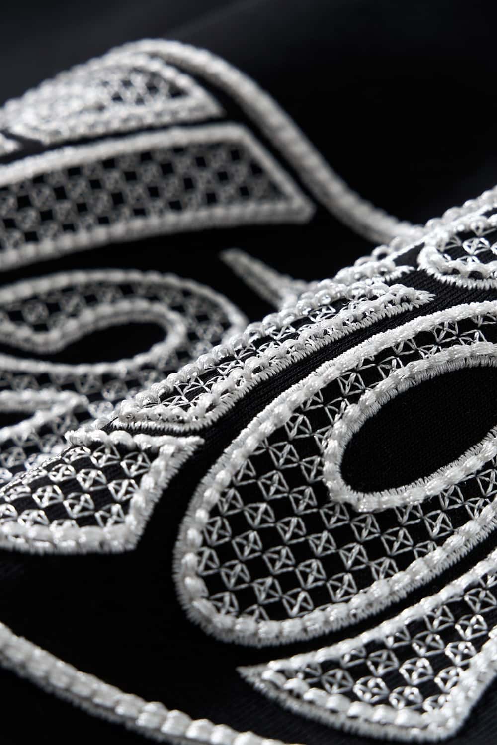 Openwork Embroidered Graphic T-Shirt - Black