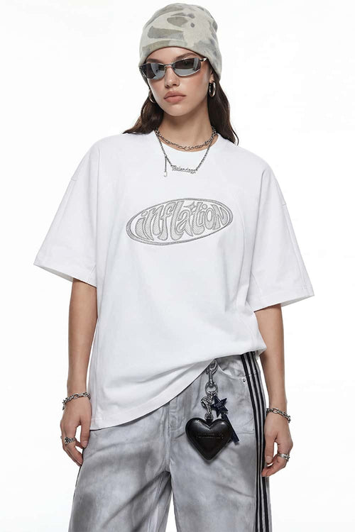 Openwork Embroidered Graphic T-Shirt - White
