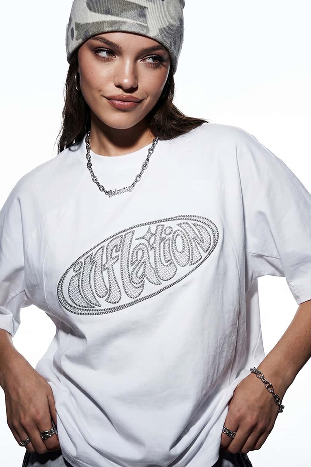 Openwork Embroidered Graphic T-Shirt - White