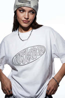 Openwork Embroidered Graphic T-Shirt - White