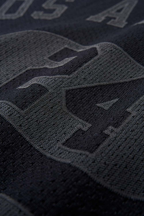 Vintage V-Neck Graphic Jersey - Active Black