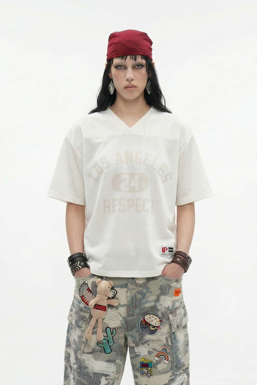 Vintage V-Neck Graphic Jersey - Off White