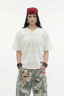 Vintage V-Neck Graphic Jersey - Off White