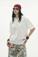 Vintage V-Neck Graphic Jersey - Off White