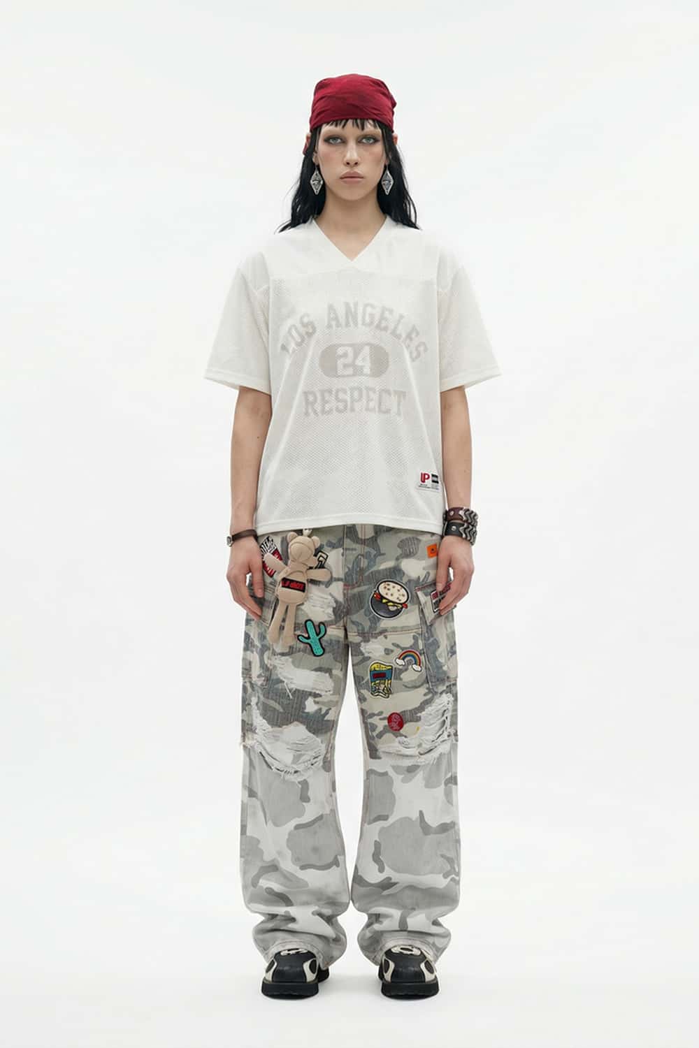 Vintage V-Neck Graphic Jersey - Off White