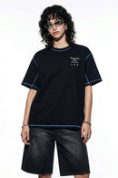 Contrast Stitch Graphic T-Shirt - Black