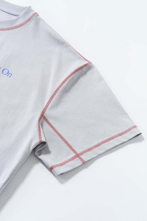 Contrast Stitch Graphic T-Shirt - Gray