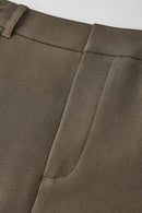 Draped Straight-Leg Trousers - Dark Brown