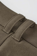 Draped Straight-Leg Trousers - Dark Brown