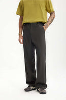 Draped Straight-Leg Trousers - Dark Gray