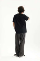 Draped Straight-Leg Trousers - Dark Gray