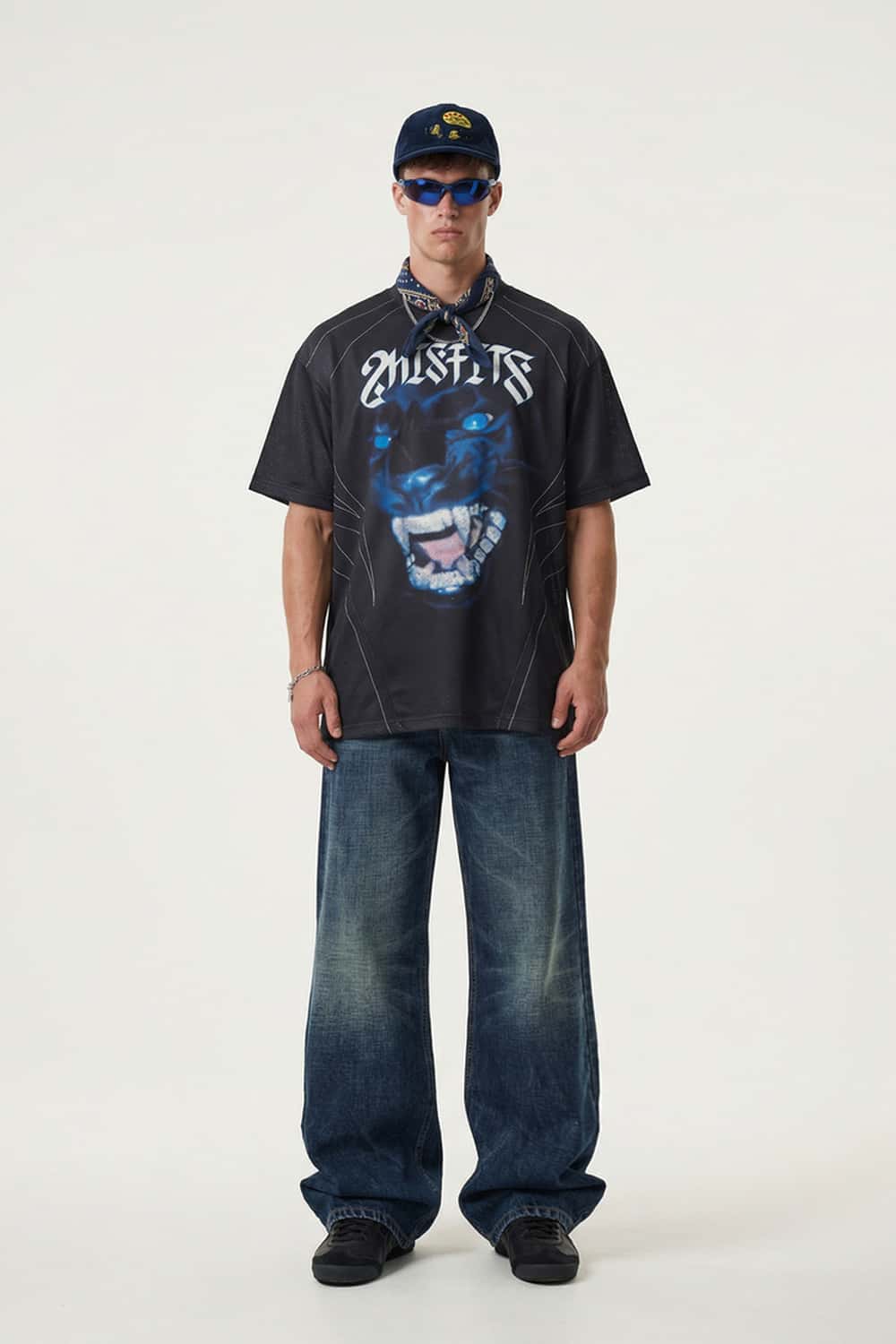 Mesh Graphic Jersey T-Shirt - Black