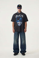 Mesh Graphic Jersey T-Shirt - Black
