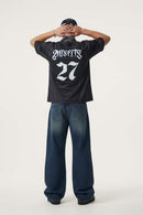 Mesh Graphic Jersey T-Shirt - Black