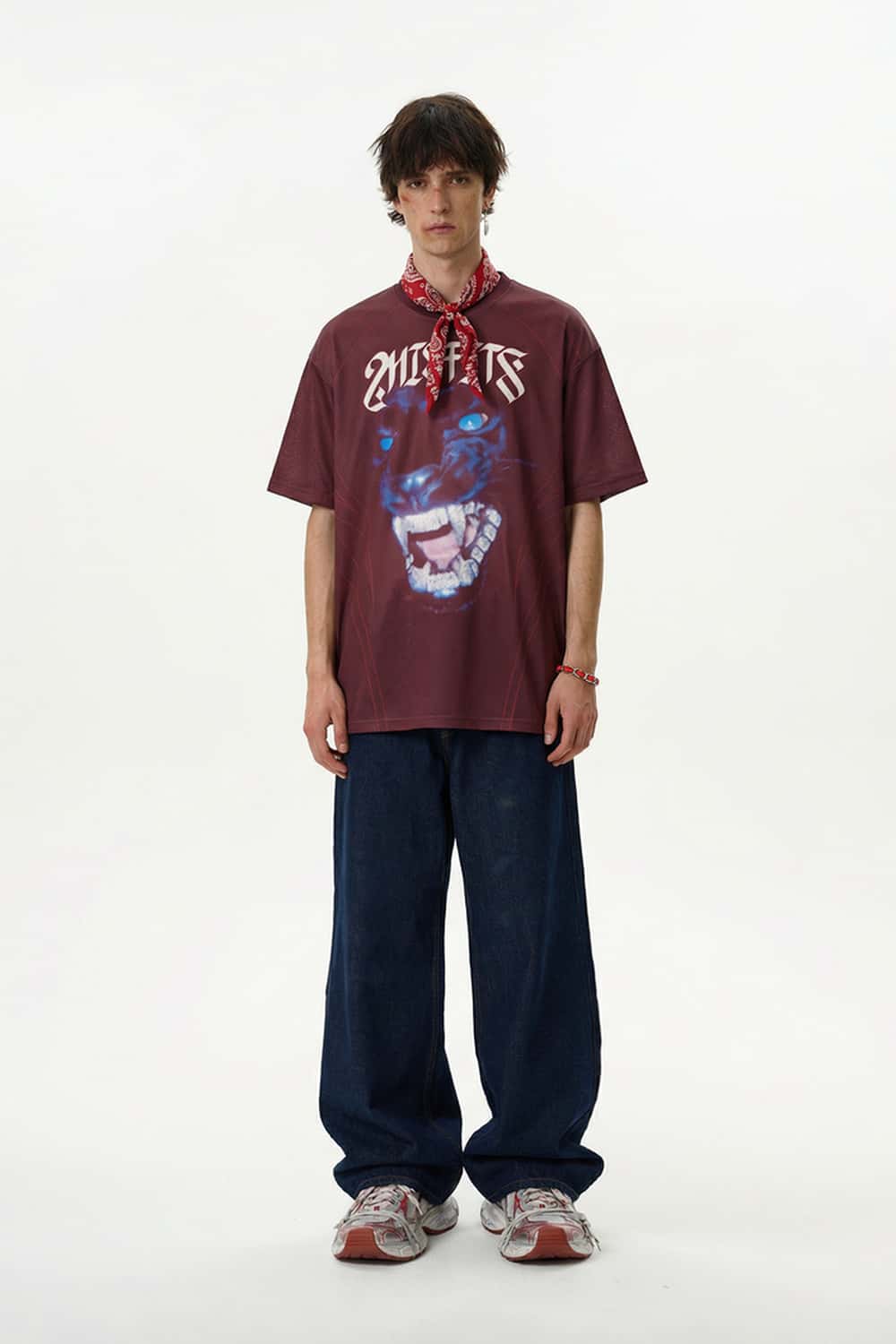 Mesh Graphic Jersey T-Shirt - Red