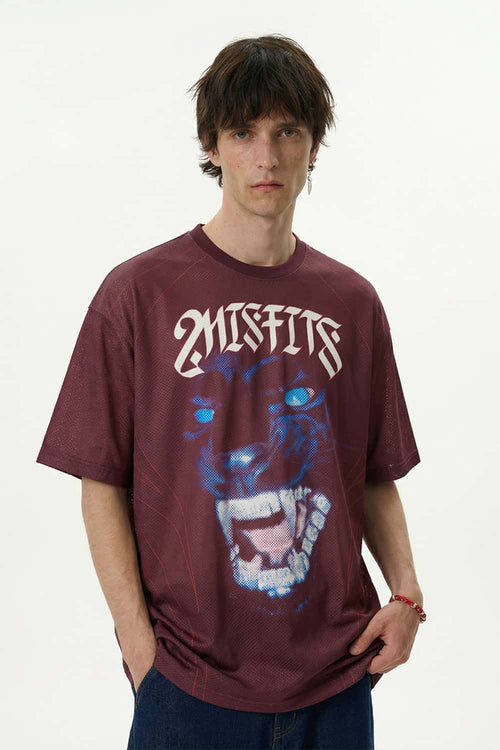 Mesh Graphic Jersey T-Shirt - Red
