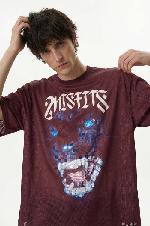 Mesh Graphic Jersey T-Shirt - Red