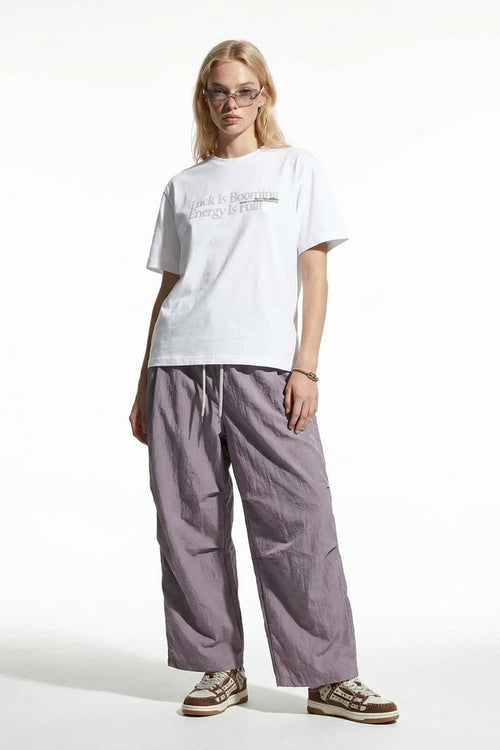 Crinkle Nylon Drawstring Pants - Purple