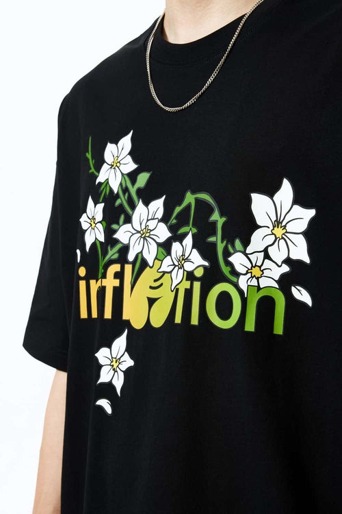 Floral Graphic Loose T-Shirt - Black