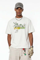 Floral Graphic Loose T-Shirt - Cream White