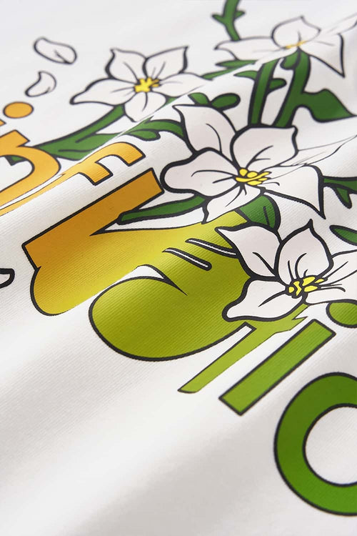 Floral Graphic Loose T-Shirt - Cream White