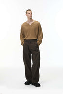 Pleated Utility Wide-Leg Pants - Dark Gray
