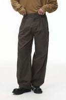 Pleated Utility Wide-Leg Pants - Dark Gray