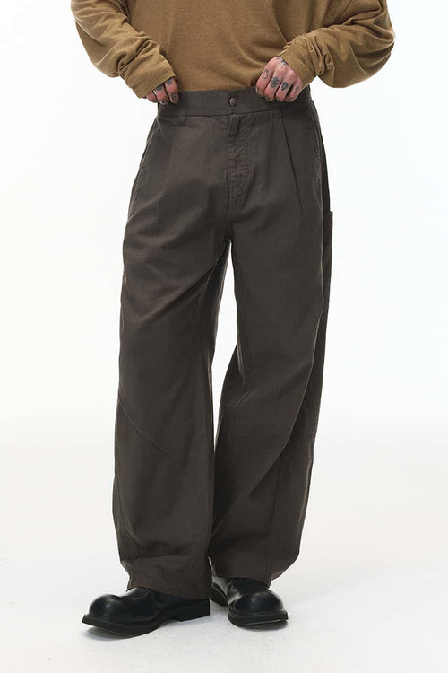 Pleated Utility Wide-Leg Pants - Dark Gray