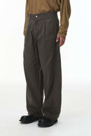 Pleated Utility Wide-Leg Pants - Dark Gray