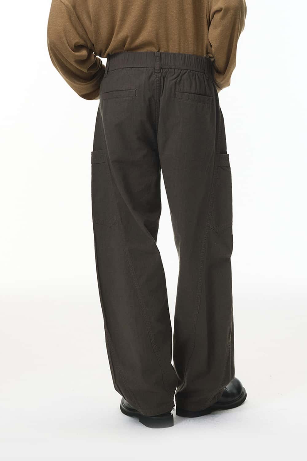 Pleated Utility Wide-Leg Pants - Dark Gray