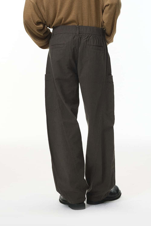 Pleated Utility Wide-Leg Pants - Dark Gray