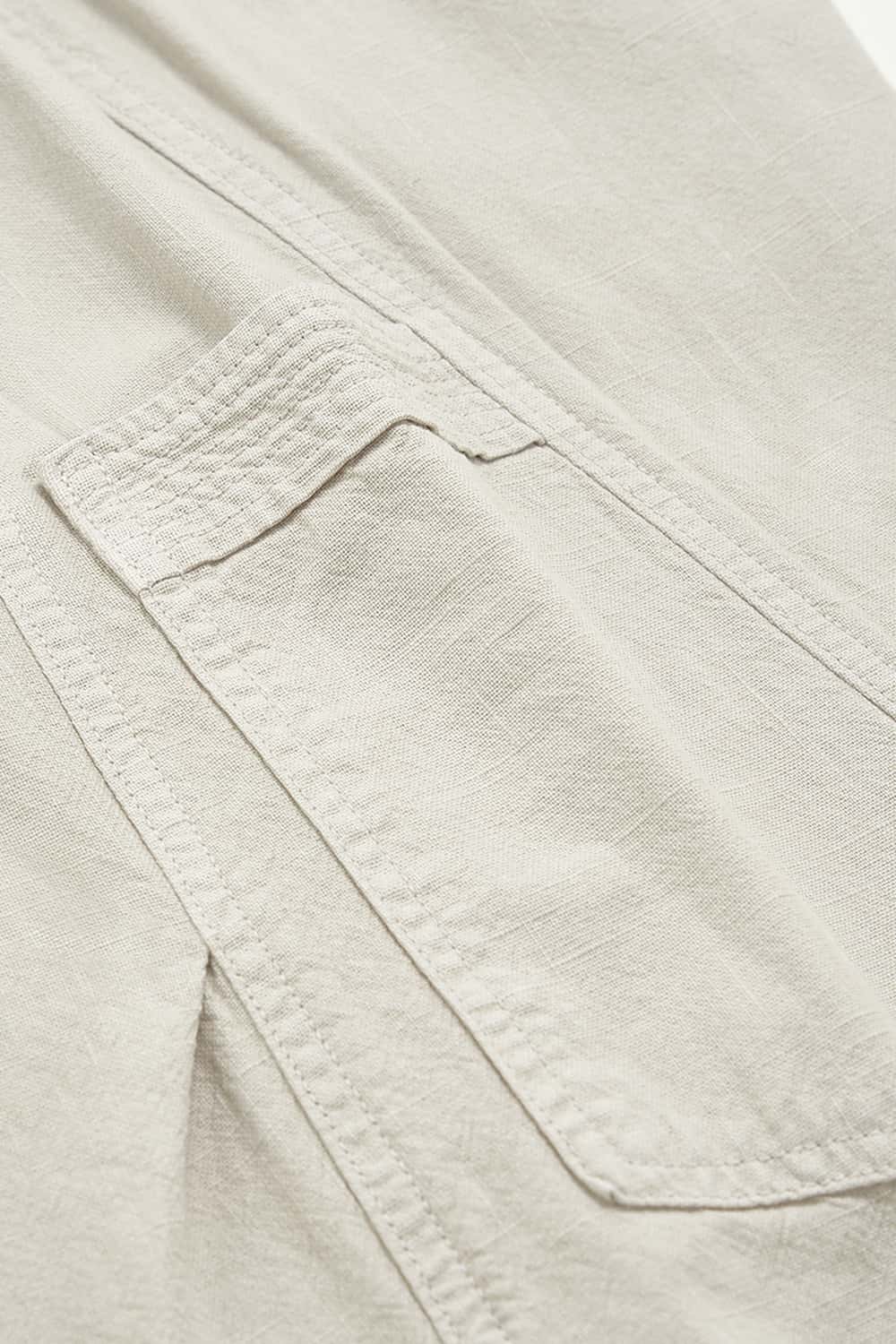 Pleated Utility Wide-Leg Pants - Light Gray