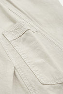 Pleated Utility Wide-Leg Pants - Light Gray